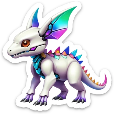  exotic colorful futuristic modern cyber-Cubone-Fakémon-Digimon-Trico-Vernid-creature sticker