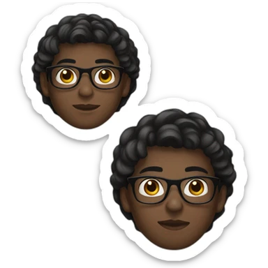 A 17-year-old boy wearing black glasses, with dark skin and elegant hair sticker