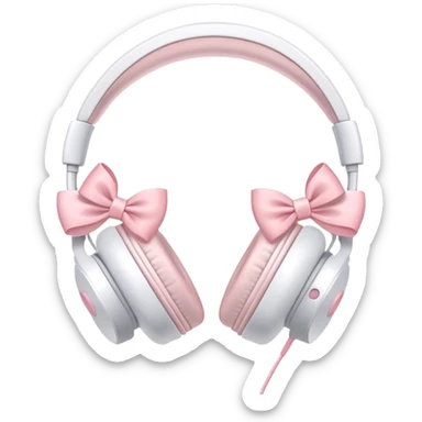 White headphones with pastel pink bows sticker