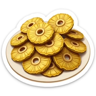 Patacones Cinematic Realistic Patacones Dish Emoji, depicted as crushed, crispy plantain discs, rendered with rich textures and dynamic, natural lighting. sticker