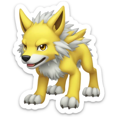 cute cool Digimon-Fakemon-garurumon-wolf full body sticker