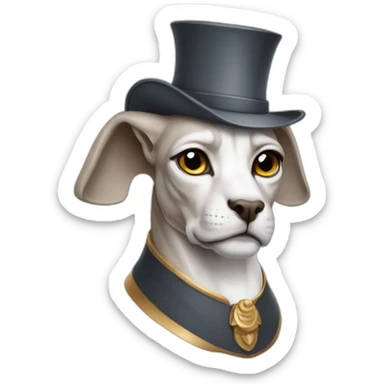 sphinx with a white nose and a gray head in a hat sticker