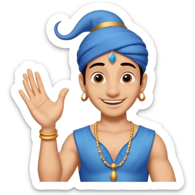 Genie from Aladdin. make several options for the genie from alladin cartoon for the further animation, i want that he shows the like with his left hand and smiles sticker