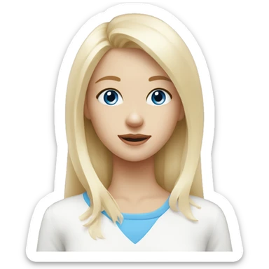 blonde girl with blue eyes with white spitz dog sticker