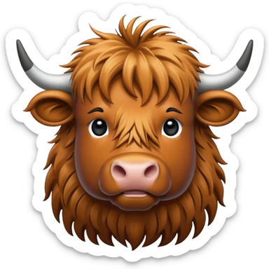 black and white line art highland cow sticker