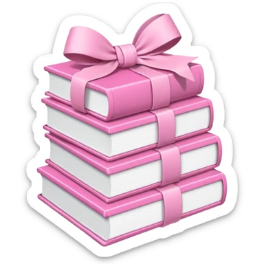 Pink Books stacked up and tied together by a white bow sticker