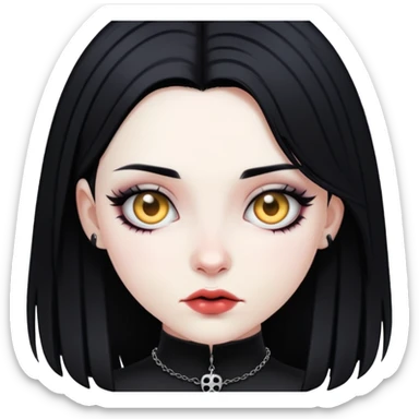 pale skin goth girl with black hair sticker