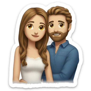 couple kising, him with brown hair, beard and eyes, white skin; her with bonde hair, brown eyes, white skin sticker