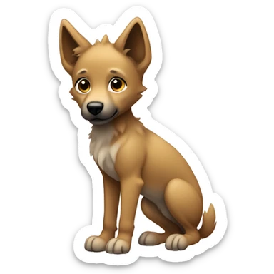 4 legs a light brown puppy-like wolf with black ears sticker