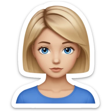 frau braune-blond balayage, kurzhaarfrisur, blaue Augen sticker