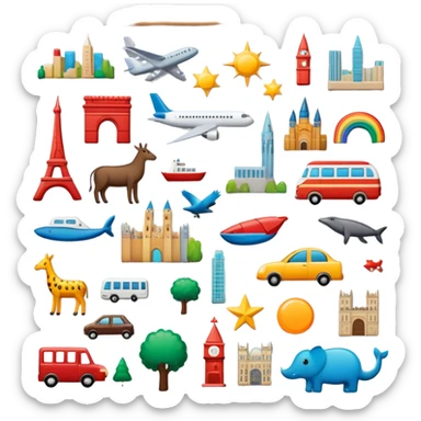 Icon for Magnet Collecting: a magnetic board on a wall displaying a collection of various magnets from different places, featuring cities, animals, and symbols. The icon should evoke the joy and uniqueness of a diverse magnet collection. Transparent background. sticker