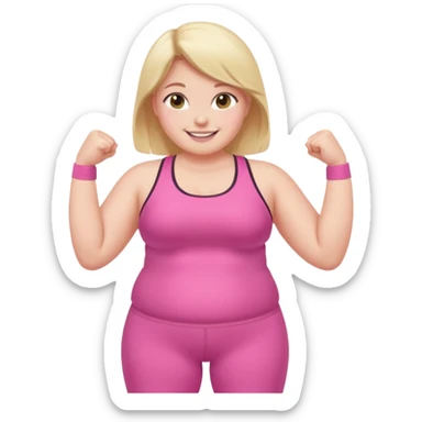 a pretty bratz fair girl in pink workout clothes (fat) sticker