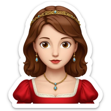 Renaissance lady – brown hair, red dress  sticker