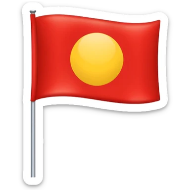 a rectangular flag with the top half solid black and the bottom half solid red with a medium-sized yellow circle in the middle overlapping both colours sticker
