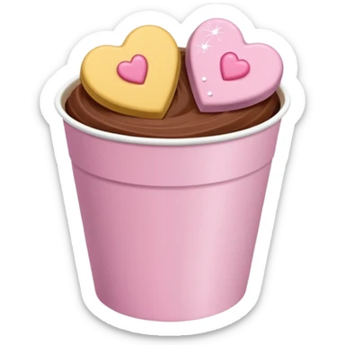 Two glossy square milk chocolate pralines placed diagonally, each in a white ridged paper cup, topped with a soft pastel pink heart icing with subtle sugar sparkle.
Cute minimal emoji-style, realistic and polished, clean studio lighting, pure white background, smooth 3D render, high resolution. sticker