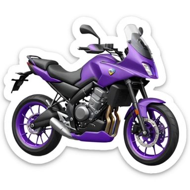 Créer un emoji copiable sur mon système iOS avec une moto mt07 noir mate / violet plus foncé que tu as et iridescent. le style de la mt07 doit être en sport. sticker