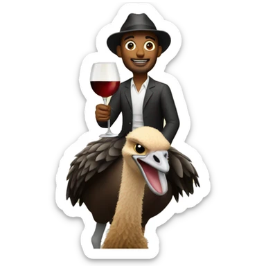 Peter holding wine riding an ostrich sticker