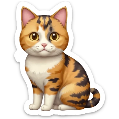 full body calico tabby cat with tiny head and fat body sticker