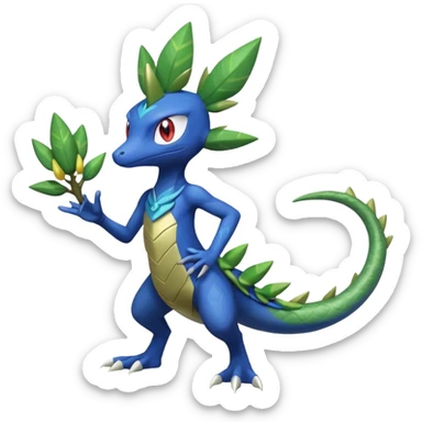 Shiny Aural Kecleon-Sceptile-Greninja-Fakémon-fusion (full body) sticker