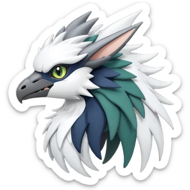 Shiny Black Grey White and Dark-Green Trico-Nargacuga-Silvally-Absol-fusion sticker