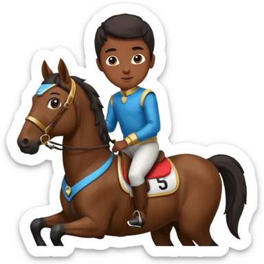 black boy riding horse wearing racing cloth black sticker