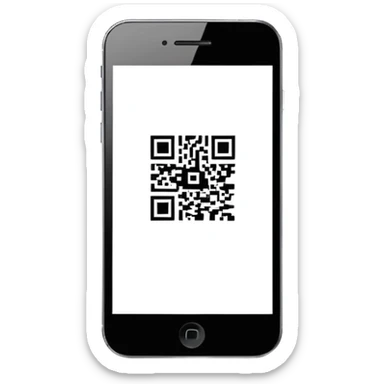 smartphone with QR code displayed on screen sticker