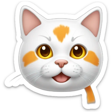 gato gordo branco com laranja sticker