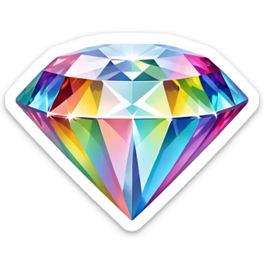 Cinematic Realistic Diamond Emoji, Brilliant and sparkling, with perfectly cut facets reflecting light in dazzling rainbows, resting upon a soft velvet background. The sharp, clean edges reflect light in every direction, creating a mesmerizing shine. Soft glowing outline, capturing the essence of timeless luxury and radiant beauty in a single, flawless diamond! sticker