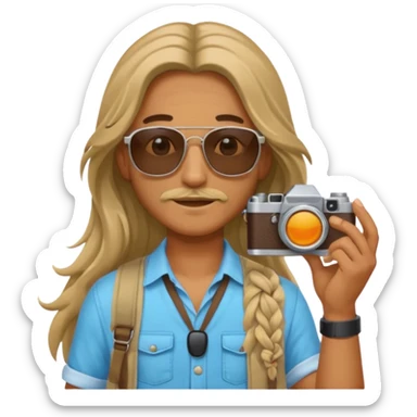 long haired fotographer with summer clothes and sun glasses sticker