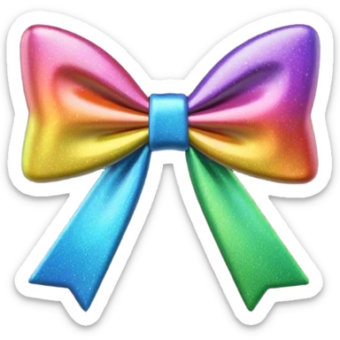 masterpiece,8000x8000px, 8k quailty, no background. Large size 3D rendering, isolated bow in black holographic glitter with a rainbow glitter effect cartoon 3D emoji concept render, close-up, facing forward, matte finish, 3D emoji render, app icon, simple design, new iOS 18.4 style sticker