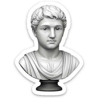 white classical roman bust, white stone, no other colours than white sticker