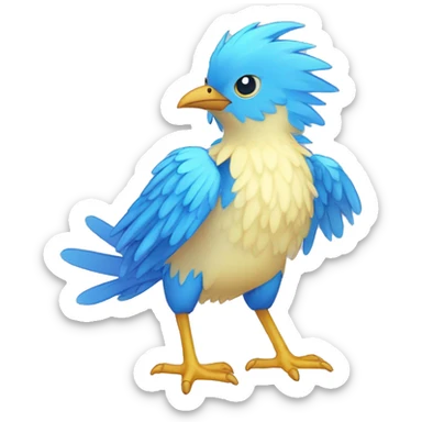 Wet Cool Cute Fantasy legendary blue bird water-type-Hydro-Phoenix-avian Fakemon full body sticker