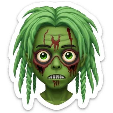 zombie playboy carti emo with dreads green skin sticker