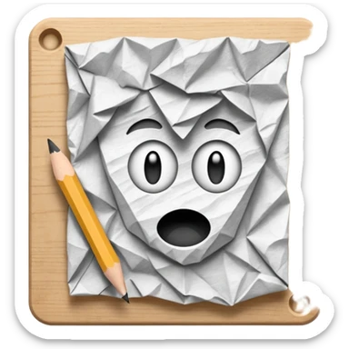 A crumpled page and pencil  sticker