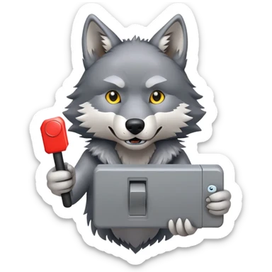 Wolf wit a switch sticker