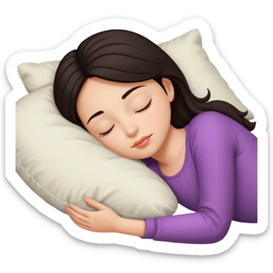 Sleeping girl on pillow dark hair sticker