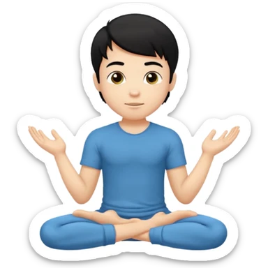 White boy with black hair doing namaste  sticker