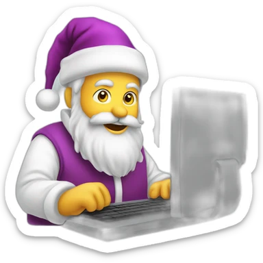père noël avec un ordinateur sticker