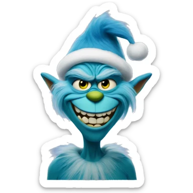 Blue grinch smirking sticker