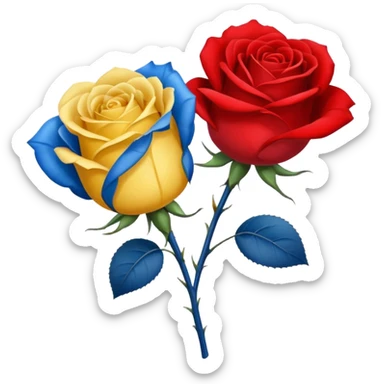 One Yellow 🌹 and one blue flower 🌹 on with red band  sticker