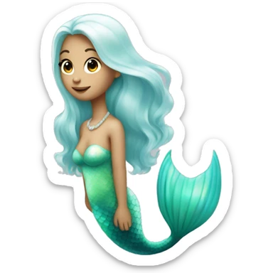 Iridescent mermaid white girl with iridescent tail sticker