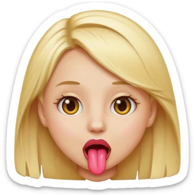 blonde hair girl emoji with toung sticking out sticker