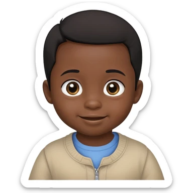 smiling face, toddler boy, African, big eyes, dark skin, black hair, no neck, no body sticker
