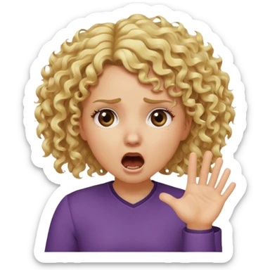 Emoji di ragazza bionda riccia che urla ma non è spaventata e mette una mano in faccia sticker