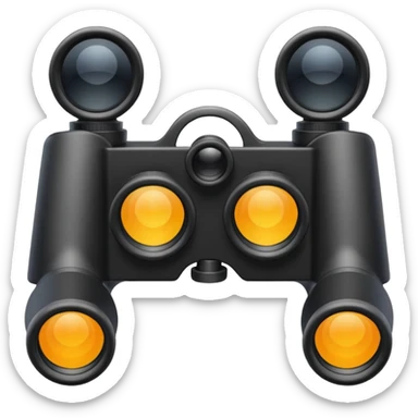 black binoculars with large lenses make lenses point out straight sticker