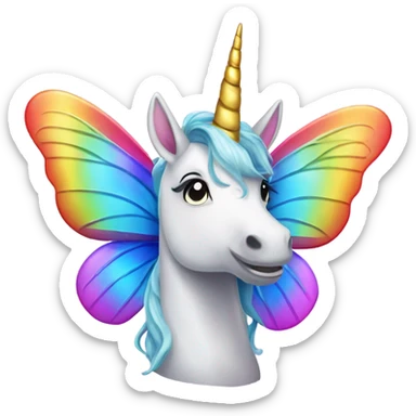 rainbow unicorn horned sparkling butterfly  sticker