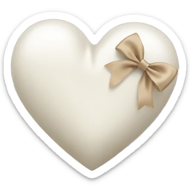 white heart with beige satin bow sticker