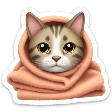 Cat with a cozy blanket sticker