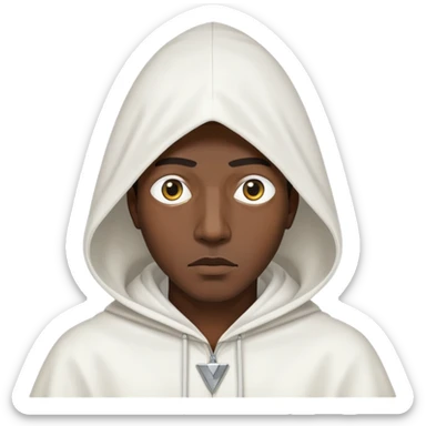 Black man wearing a triangular white hood with only eye holes sticker