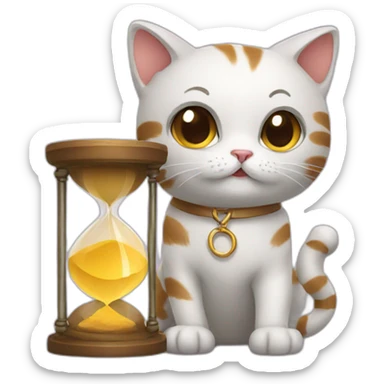cat holding a hourglass sticker